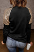 Black Leopard Christmas Sequin Patchwork Long Sleeve Top